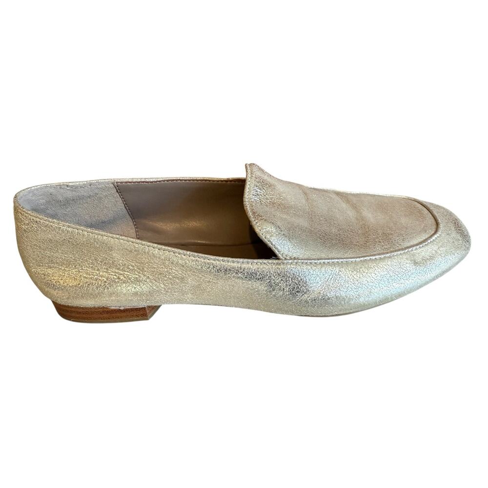 Donald J Pliner Metallic Gold Comfort Slip on Haro Loafers 8